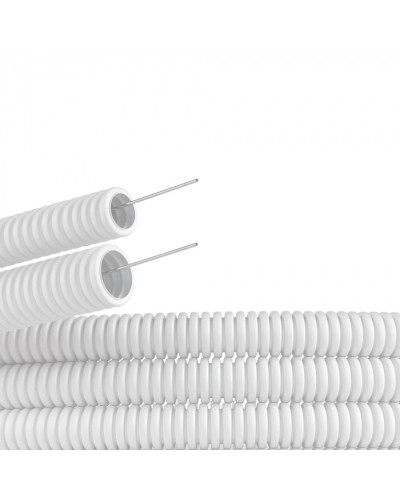 Труба ПЛЛ гибкая гофр. не содержит галогенов д.16мм, ПВ-0, с протяжкой,100м, цвет белый DKC (81816) в Сочи Труба гофрированная Pintop.ru