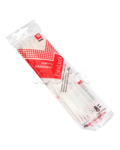 Хомут P6.6 стандартный (б), 2.5x200 (50шт) FlexLock PROxima EKF (plc-fl-ctsw-2.5x200-r) в Сочи Стяжки-хомуты Pintop.ru