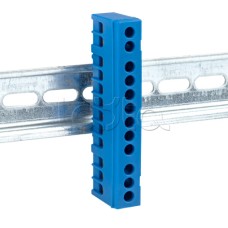 Шина "0" N (6х9мм) 12 отверстий латунь синий изолированный корпус на DIN-рейку EKF PROxima (sn0-63-12-ib)