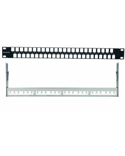 Наборная коммутационная панель 19”, 1U, 48 портов UTP/FTP Eurolan (27F-00-48BL) в Сочи Патч-панели Pintop.ru