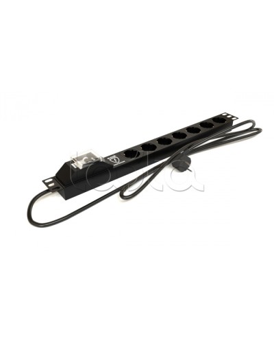 Блок розеток горизонтальный черн Hyperline (SHE19-7SH-BF-2.5EU) в Сочи Блоки розеток Pintop.ru