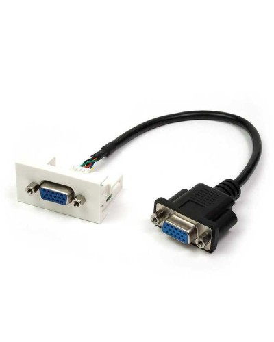 Вставка Mosaic 22.5x45 с адаптером VGA D-SUB HDB-15 мама, со шнуром 3 м папа, белая LANMASTER LAN-WA-LP-VGA-FM-3.0 в Сочи Аксессуары для стоек и шкафов Pintop.ru