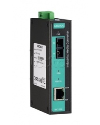 Медиаконвертер Ethernet 10/100BaseTX в 100BaseFX (SC) с расширенным диапазоном температур Moxa IMC-21A-S-SC-T в Сочи Медиаконвертеры Pintop.ru