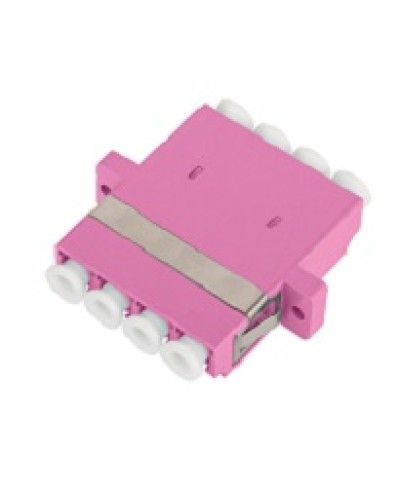 Адаптер NIKOMAX волоконно-оптический, соединительный, многомодовый, стандарта OM4, LC/UPC-LC/UPC, квадро, пластиковый, без шторки, с фланцами, маджента, уп-ка 2шт. в Сочи Проходные адаптеры и розетки оптические Pintop.ru