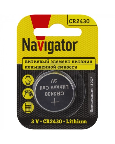 Элемент питания Navigator 93 828 NBT-CR2430-BP1 в Сочи Электротехническое оборудование Pintop.ru