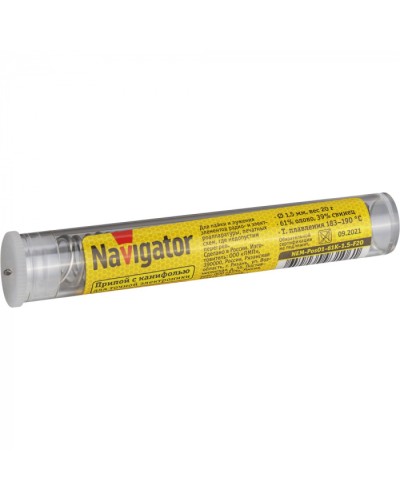 Припой Navigator 93 106 NEM-Pos01-61K-1.5-F20 (ПОС-61, колба, 1.5 мм, 20 гр) в Сочи Аксессуары для кабель-канала Pintop.ru
