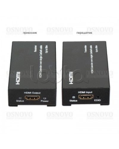 Комплект для передачи HDMI по одному кабелю витой пары CAT5e/6 до 50м OSNOVO TA-Hi/1+RA-Hi/1 в Сочи Видеоусилители, Модуляторы, Делители Pintop.ru
