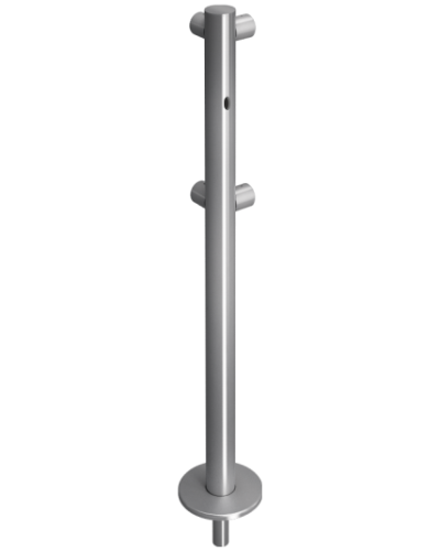 Стойка ограждения съемная L-образная с отверстием под фиксатор, 2 муфты слева Oxgard ВЗР 1996Р.21-06 в Сочи Ограждения Pintop.ru