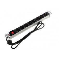 Блок розеток 1U, 8 розеток Schuko Rem R-16-8S-V-440-3