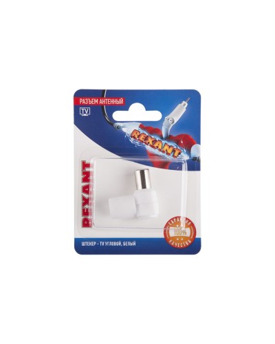Разъем антенный, штекер TV угловой, RG-6, белый, 1 шт, REXANT 06-0014-A в Сочи Коннекторы и разъемы Pintop.ru