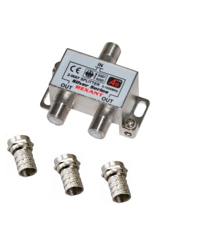 Делитель телевизионный ТВх2 + 3шт. F BOX 5-1000 МГц Silver (10шт/уп) REXANT 05-6101 в Сочи Системы видеонаблюдения Pintop.ru
