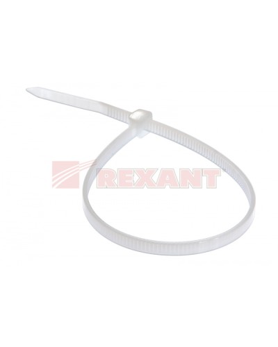 Хомут-стяжка нейлоновый 4х200 мм белый (100шт/уп) REXANT 07-0200 в Сочи Стяжки-хомуты Pintop.ru