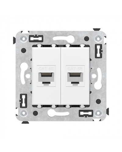 Компьютерная розетка RJ-45 без шторки в стену, кат.5е двойная, Avanti, Белое облако DKC 4400664 в Сочи Розетки компьютерные и телефонные Pintop.ru