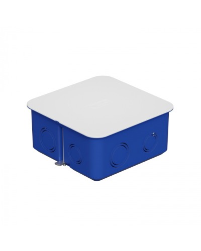 Коробка распределительная с крышкойдля г/к 100x100х50мм с металл. лапками, цвет синий IP30 Экопласт (44667) в Сочи Распределительные коробки Pintop.ru