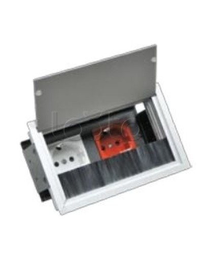 Люк настольный встраиваемый на 2 модуля (45х45мм) с крышкой, алюминий IP20 Экопласт 70042 в Сочи Системы лючков и колонн Pintop.ru