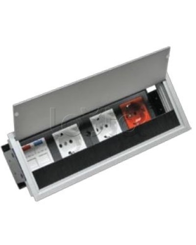 Люк настольный встраиваемый на 4 модулей (45х45мм) с крышкой, алюминий IP20 Экопласт 70044 в Сочи Системы лючков и колонн Pintop.ru