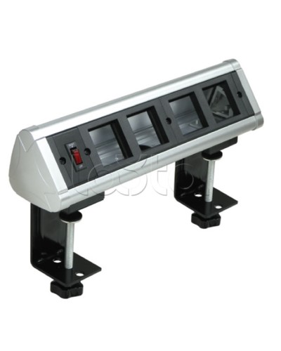Блок настольный с выключателем нагрузки на 4 модуля (45х45мм) на струбцинах (алюминий) Экопласт 70314 в Сочи Аксессуары для кабель-канала Pintop.ru