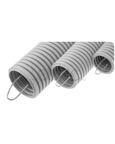 NR040 Усиленная двустен. труба ПНД гибкая, тип 750, SN49, с зондом, D40мм (50м) цвет красный Экопласт (821040) в Сочи Труба гофрированная Pintop.ru