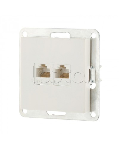 Розетка компьютерная двойная 2хRJ-45 кат.5е с накладкой (белый) LK80 Экопласт (846204-1) в Сочи Розетки компьютерные и телефонные Pintop.ru