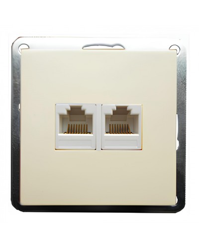 Розетка телефонная двойная 2хRJ-11 с накладкой (бежевый) LK60 (865601) в Сочи Розетки компьютерные и телефонные Pintop.ru