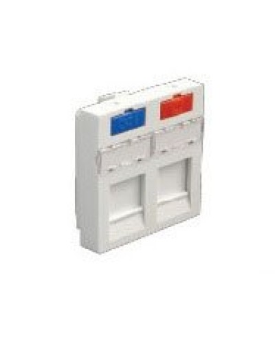 Лицевая панель (накладка) информационной розетки, 45х45 мм, 2 входа Экопласт (87002) в Сочи Розетки компьютерные и телефонные Pintop.ru