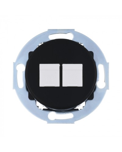 Розетка телефонная 2хRJ-12 с накладкой (черный) Vintage (885908-1) в Сочи Розетки компьютерные и телефонные Pintop.ru