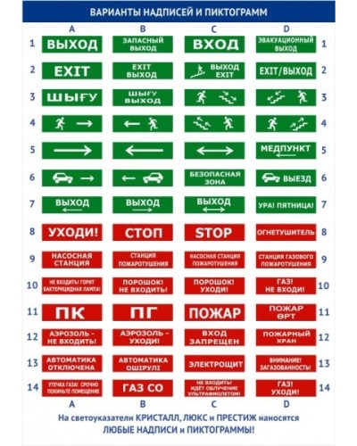 Оповещатель двустороннее плоское световое табло Электротехника и Автоматика КРИСТАЛЛ-220 Д Подключение пожарной техники красный фон в Сочи Оповещатели Pintop.ru