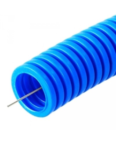 Труба гофрированная ПП лёгкая 350 Н не распространяющая горение с/з синяя д25 (50м/2600м/ уп/пал) Промрукав PR02.0077 в Сочи Труба гофрированная Pintop.ru