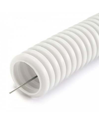 Труба гофр ПЛЛ тяжелая безгалогенная (HF) негорючая (НГ) белая с/з d20 мм (50м/уп) Промрукав (PR02.0398) в Сочи Труба гофрированная Pintop.ru