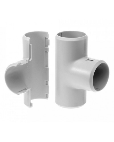 Тройник разборный д25 безгалогенный (HF) атмосферостойкий серый (30шт/300шт уп/кор) Промрукав (PR13.0366) в Сочи Повороты, муфты, тройники Pintop.ru