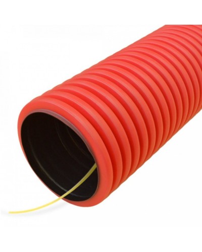 Труба гофрированная двустенная ПНД гибкая тип 750 (SN19) с/з красная д90 (50м/уп) Промрукав (PR15.0049) в Сочи Труба гофрированная Pintop.ru