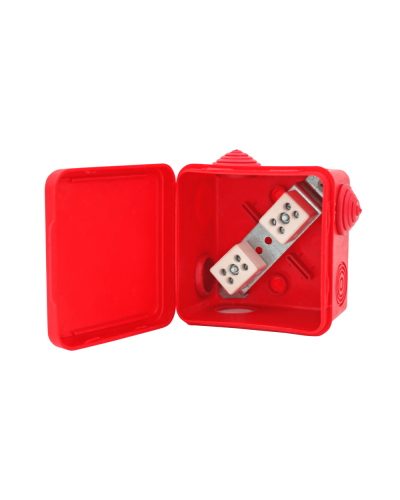 Коробка распределительная огнестойкая КРОПС-П3, IP54, габаритные размеры 80х80х50 мм, для кабелей сечением до 2,5 мм2, 2 клеммы КМ-Профиль (FRJB-KM-P3-2.5-02-КРОПС-IP54) в Сочи Распределительные коробки Pintop.ru