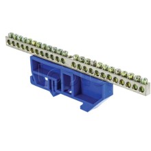 Шина "0" N (6x9мм) 24 отв. цинк синий изолятор на DIN-рейку EKF PROxima (sn1-63-24-d)