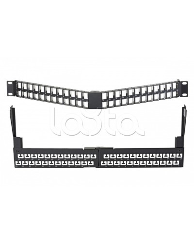 Коммутационная угловая панель 19” наборная, FTP, 1U, 48 портов, черный Eurolan (27A-00-48-01BL) в Сочи Патч панель Pintop.ru