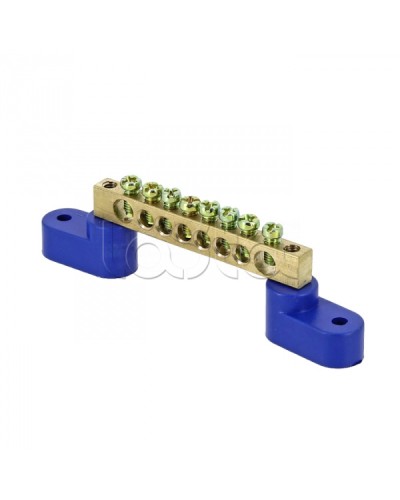 Шина 0 N (8х12мм) 8 отверстий латунь 2 синих угловых изолятора EKF PROxima (sn0-125-08-2) в Сочи Крепежные изделия Pintop.ru