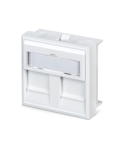 Вставка 45x45 (Mosaic) для 2 модулей формата Keystone Jack с маркером (FP-45-2M) Пожтехкабель СКС (202-032) в Сочи Модули Keystone Pintop.ru