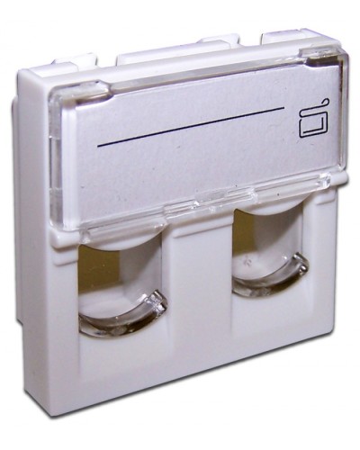 Вставка 45x45 на 2 модуля, со шторкой и увеличенным окном маркировки, белая LANMASTER (LAN-SIP-24L-WH) в Сочи Коннекторы и разъемы Pintop.ru